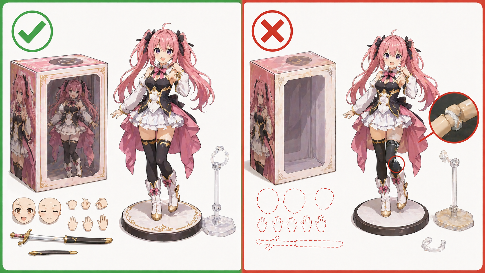 フィギュア減額ポイント比較イメージ